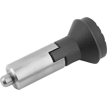 Kipp Indexing Plunger Wout Collar Size:3, D1=18, D=8, L=74, Form:M W Locking Slot, Stainless Hardened, K0347.02308